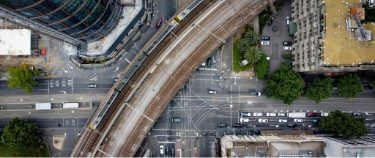 Drone city perspective from top